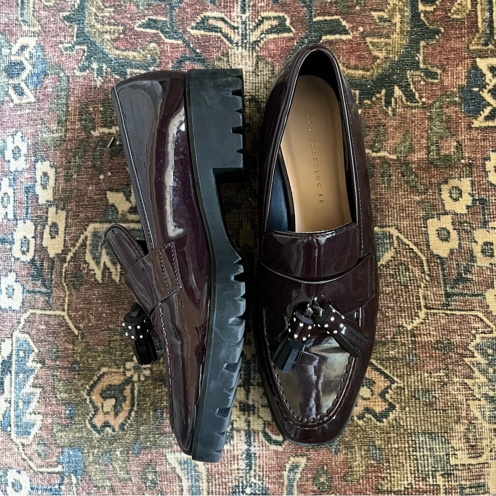 Zara Burgundy Loafers with Tassels